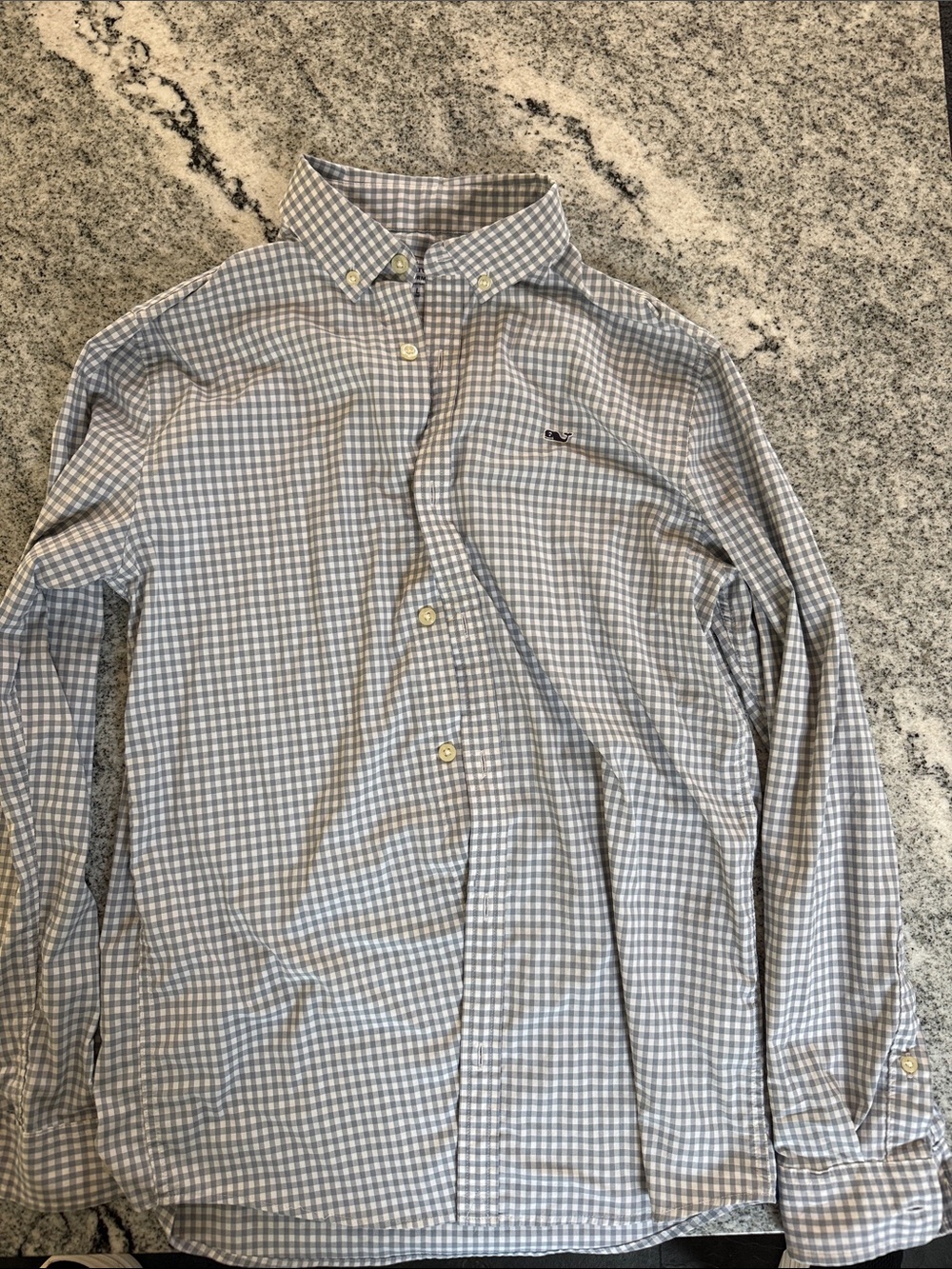 Classic Light Grey Gingham Button-Down Shirt